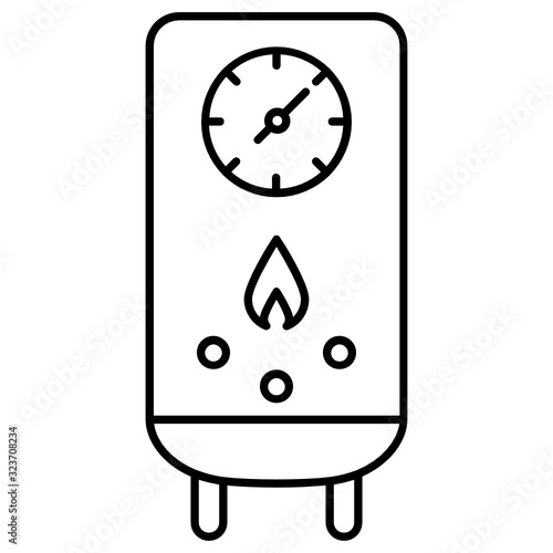 Gas Water Heater Design, Combi boiler on white background, Bathroom Appliance vector Icn Concept