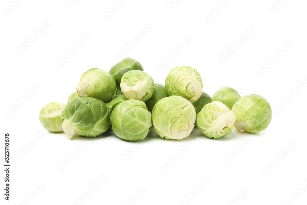 Heap of brussels sprout isolated on white background