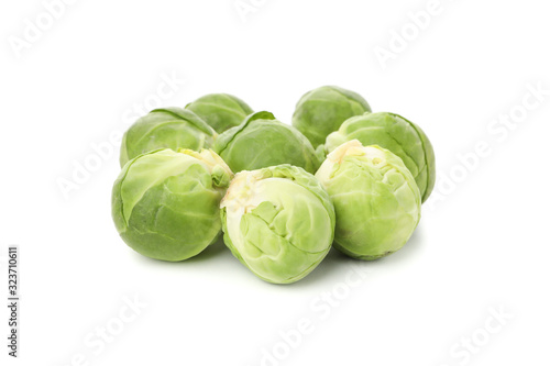 Heap of brussels sprout isolated on white background