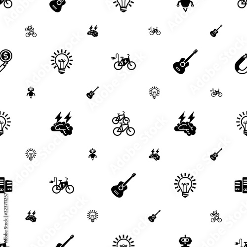 electric icons pattern seamless. Included editable filled elektro bike, bike station, AI Robot, Idea, Brain storm, Guitar playing, Big data icons. electric icons for web and mobile.