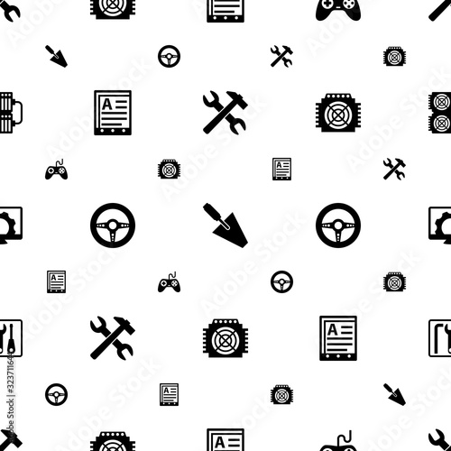 hardware icons pattern seamless. Included editable filled tools, trowel, Gaming, Web Hosting, Race game, ASIC Miner, Computer repair icons. hardware icons for web and mobile.