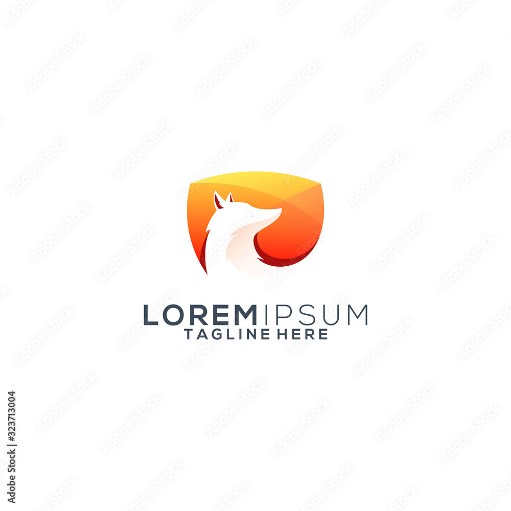 Fototapeta premium shield fox logo design vector