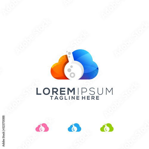 colorful cloud lab logo design vector