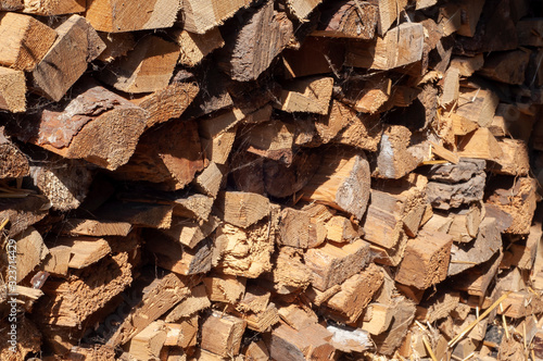 Pile of chopped wood. Natural background