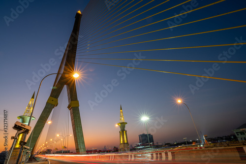 Obraz na płótnie The Rama VIII bridge in the morning, Bangkok ,Thailand w salonie