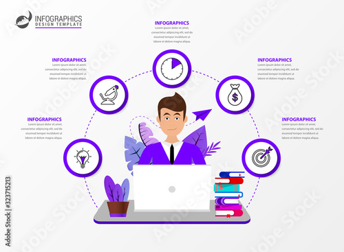 Infographic design template. Creative concept with 5 steps © kuliperko