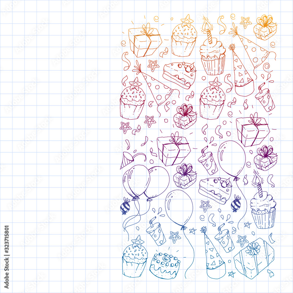 Birthday party. Pattern for invitations, banners, templates. Birthday party. Pattern for invitations, banners, templates.