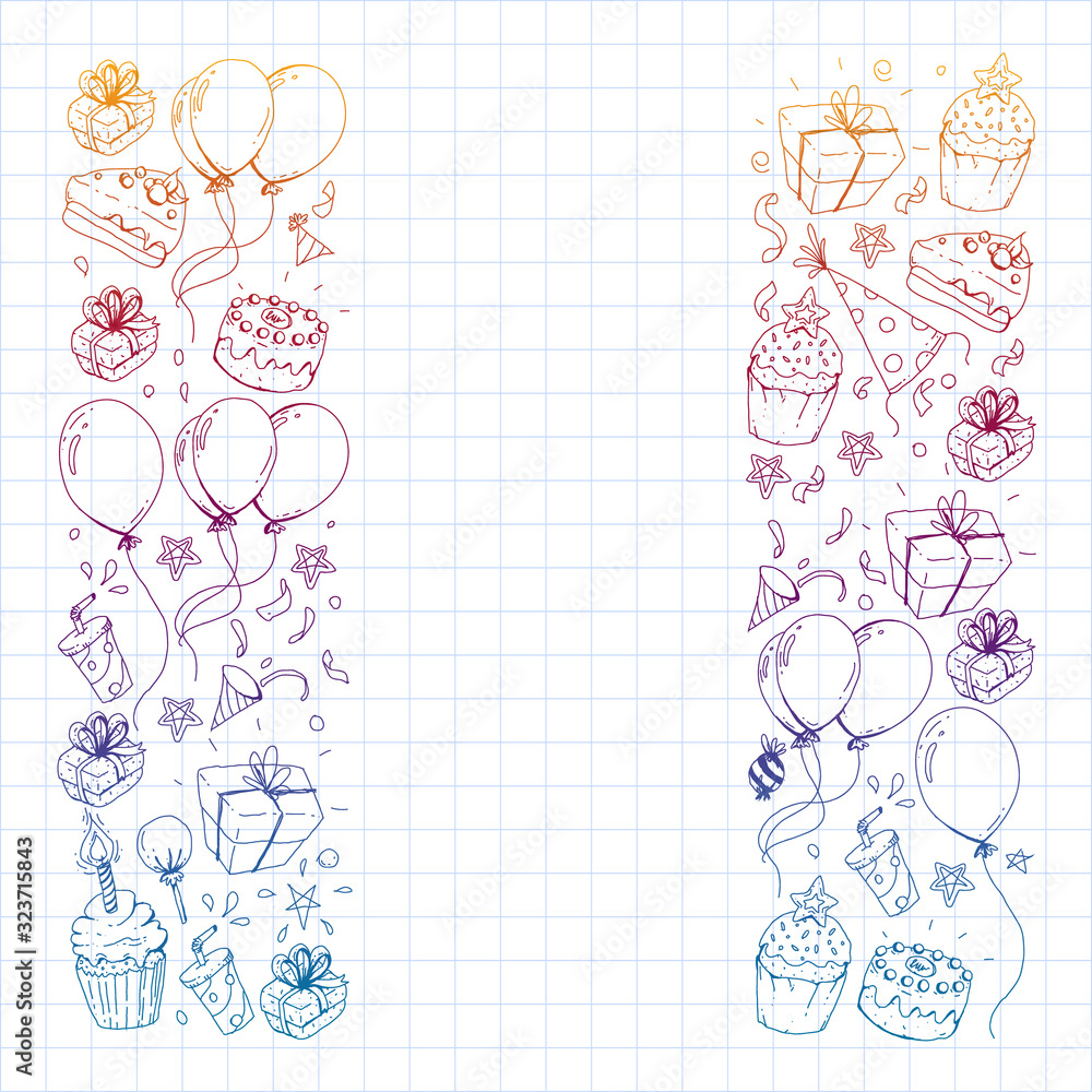 Birthday party. Pattern for invitations, banners, templates. Birthday party. Pattern for invitations, banners, templates.