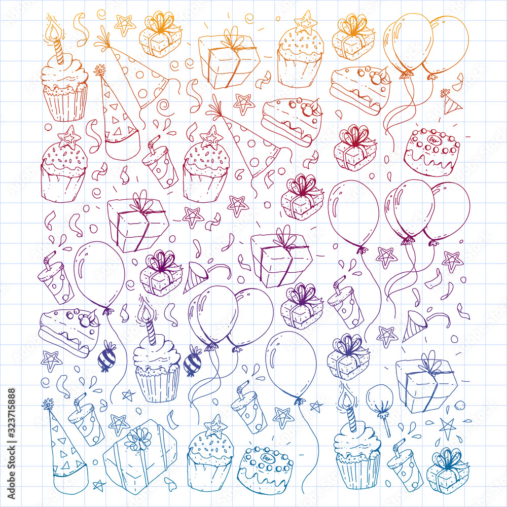 Birthday party. Pattern for invitations, banners, templates. Birthday party. Pattern for invitations, banners, templates.