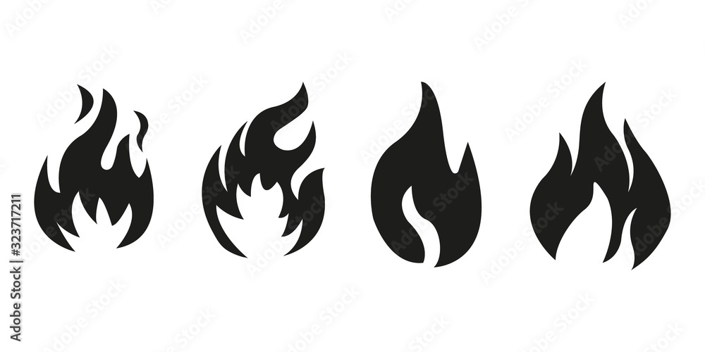 Fire flames, set vector icons Fire flames, set vector icons