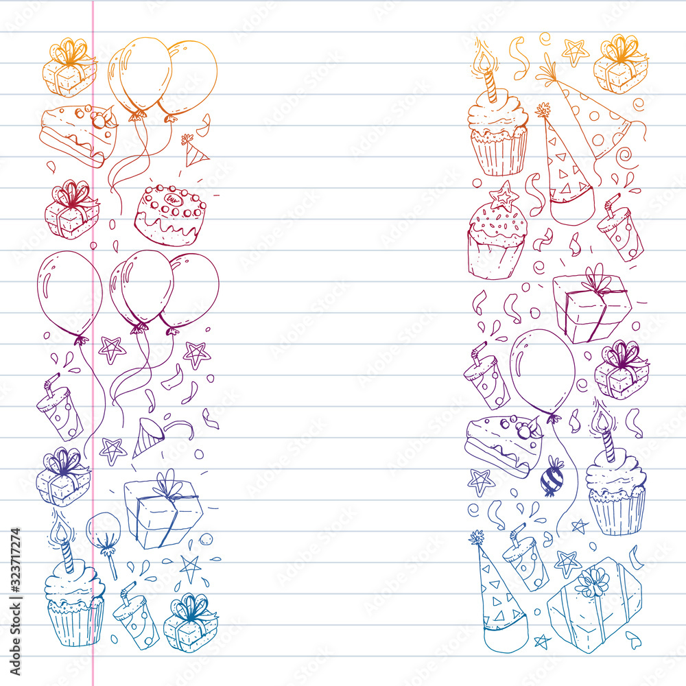 Birthday party. Pattern for invitations, banners, templates. Birthday party. Pattern for invitations, banners, templates.