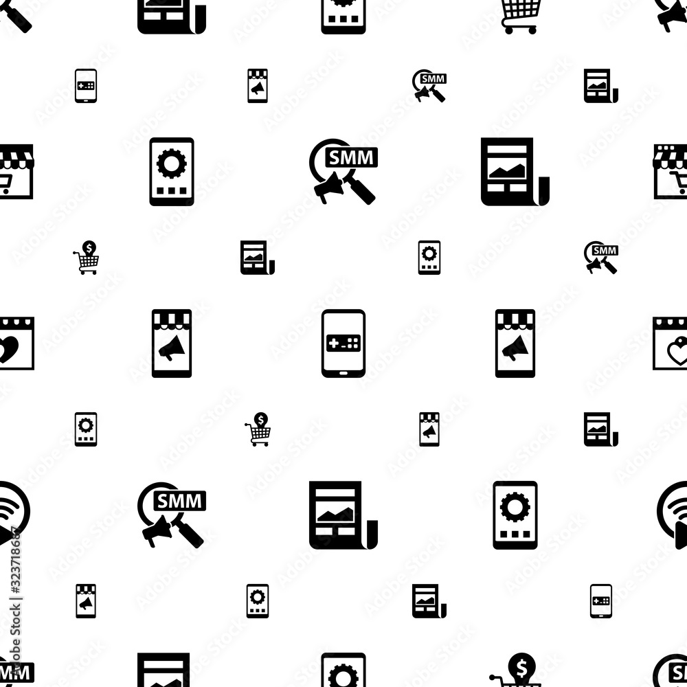 app icons pattern seamless. Included editable filled Social Marketing, Mobile game, Online Training, app development, Mobile marketing, News Feed icons. app icons for web and mobile.