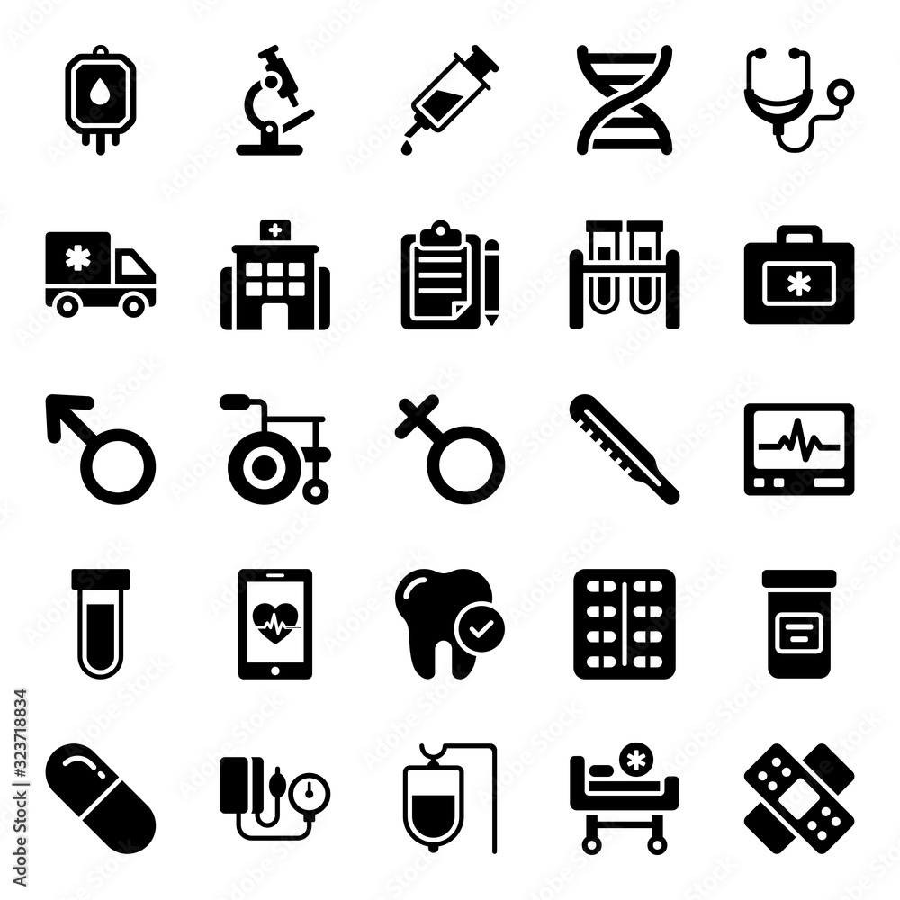 Pack Of Medical Solid Icons Pack Of Medical Solid Icons