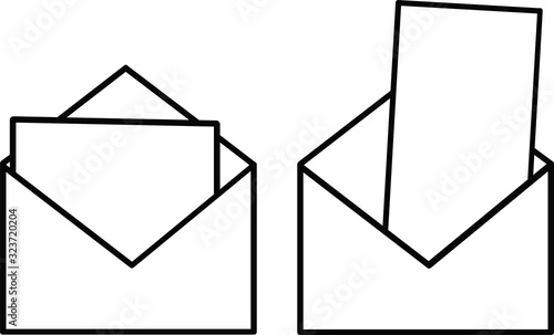 A sketch, an envelope with a letter in open and closed form. Suitable for emblem, symbol, logo