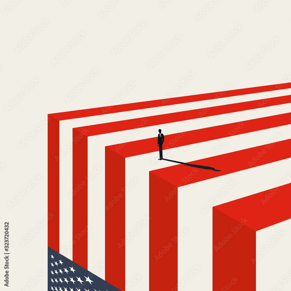 Vecteur Stock United States economy collapse vector concept. Symbol of