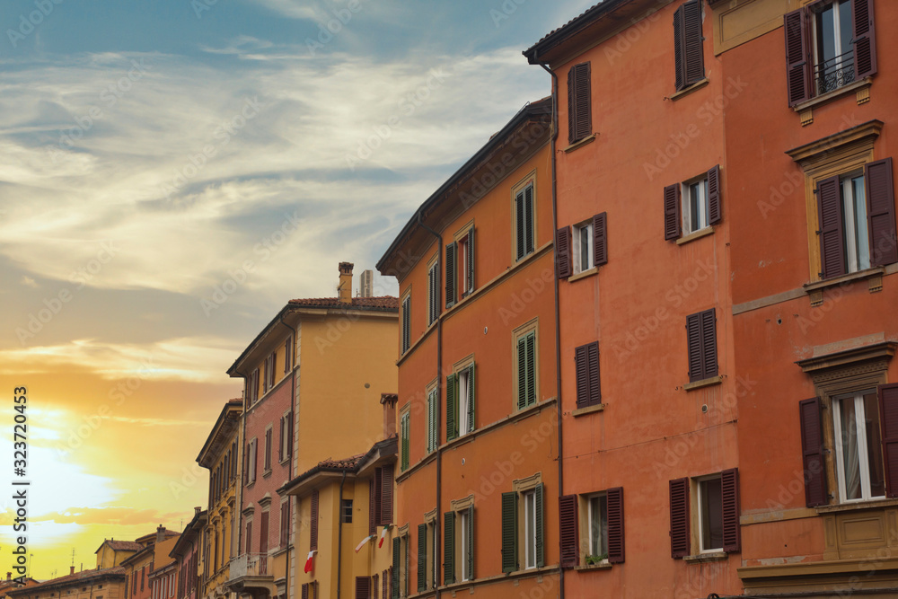 colored houses in the historic center of Rome.