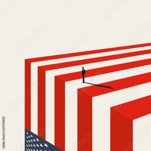 United States economy collapse vector concept. Symbol of crisis, recession, downfall and stock market crash.