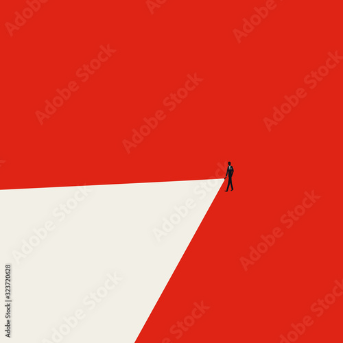 Business visionary leader vector concept with flashlight in dark. Symbol of courage, new idea, success.