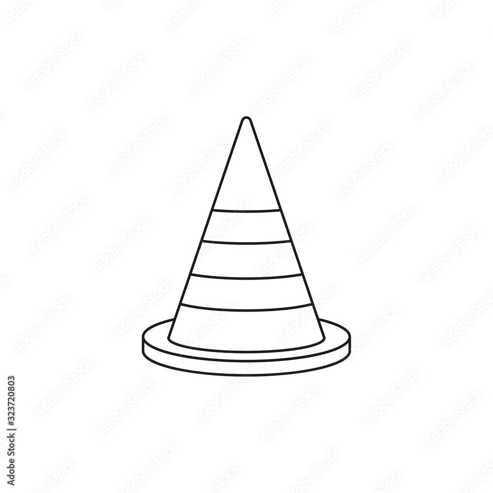 Construction traffic cone outline icon, warning sign design. Vector illustration. Construction traffic cone outline icon, warning sign design. Vector illustration.