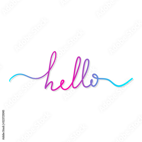 Vector handwriting word hello. Handdrawn ink brush lettering hello icon. Modern calligraphy.