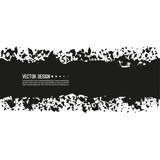 Explosive black banner. Vector rectangle breaking into small debris with sharp particles.