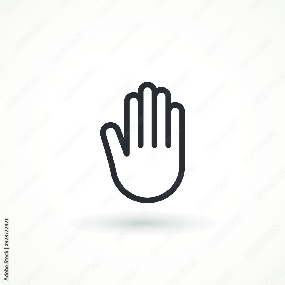 Stop hand icon isolated on white background, for website design, mobile application, ui. Editable strok Stop hand icon isolated on white background, for website design, mobile application, ui. Editable strok
