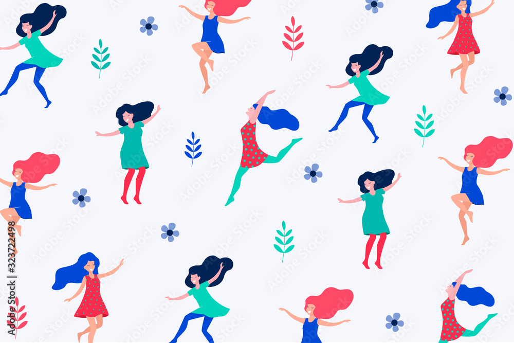  Beautiful dancing women vector illustration.