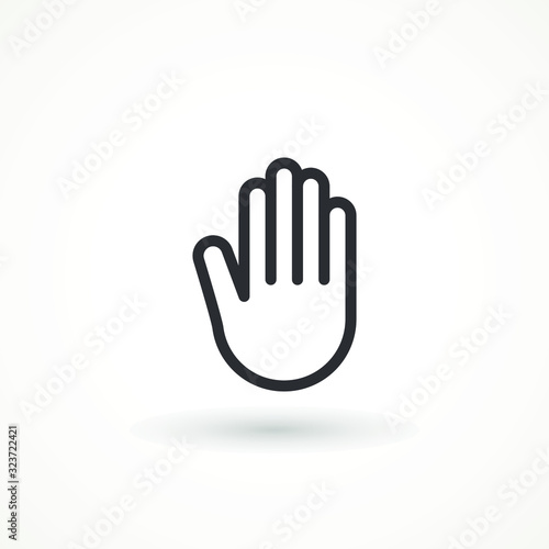 Stop hand icon isolated on white background, for website design, mobile application, ui. Editable strok