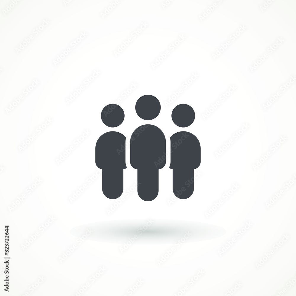 People Icon in trendy flat style isolated on white background. Crowd sign. 3 three Persons symbol for your web site design, logo People Icon in trendy flat style isolated on white background. Crowd sign. 3 three Persons symbol for your web site design, logo