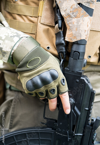 Pair of military fingerless gloves.