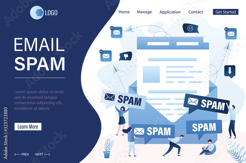 Spamming and hacking attack landing page template. Walware, phishing concept background