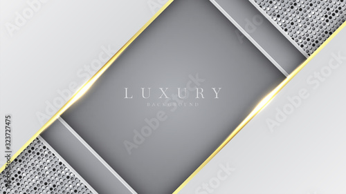 Luxury Gold Background with white metal texture and  shades of gray in 3d abstract style. Illustration from vector about modern template design for strong feeling and technology and futurism.
