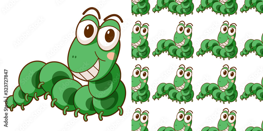 Fototapeta premium Seamless background design with green caterpillar