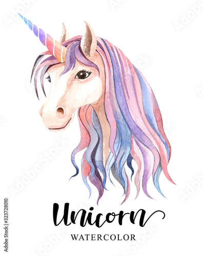 Watercolor Unicorn for Baby shower  POD  Mother s day isolated on white background. This has clipping path.