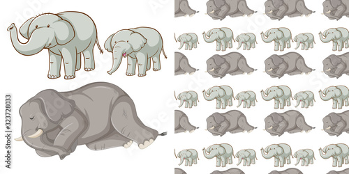 Seamless background design with many elephants