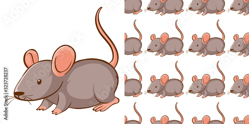 Seamless background design with gray rat