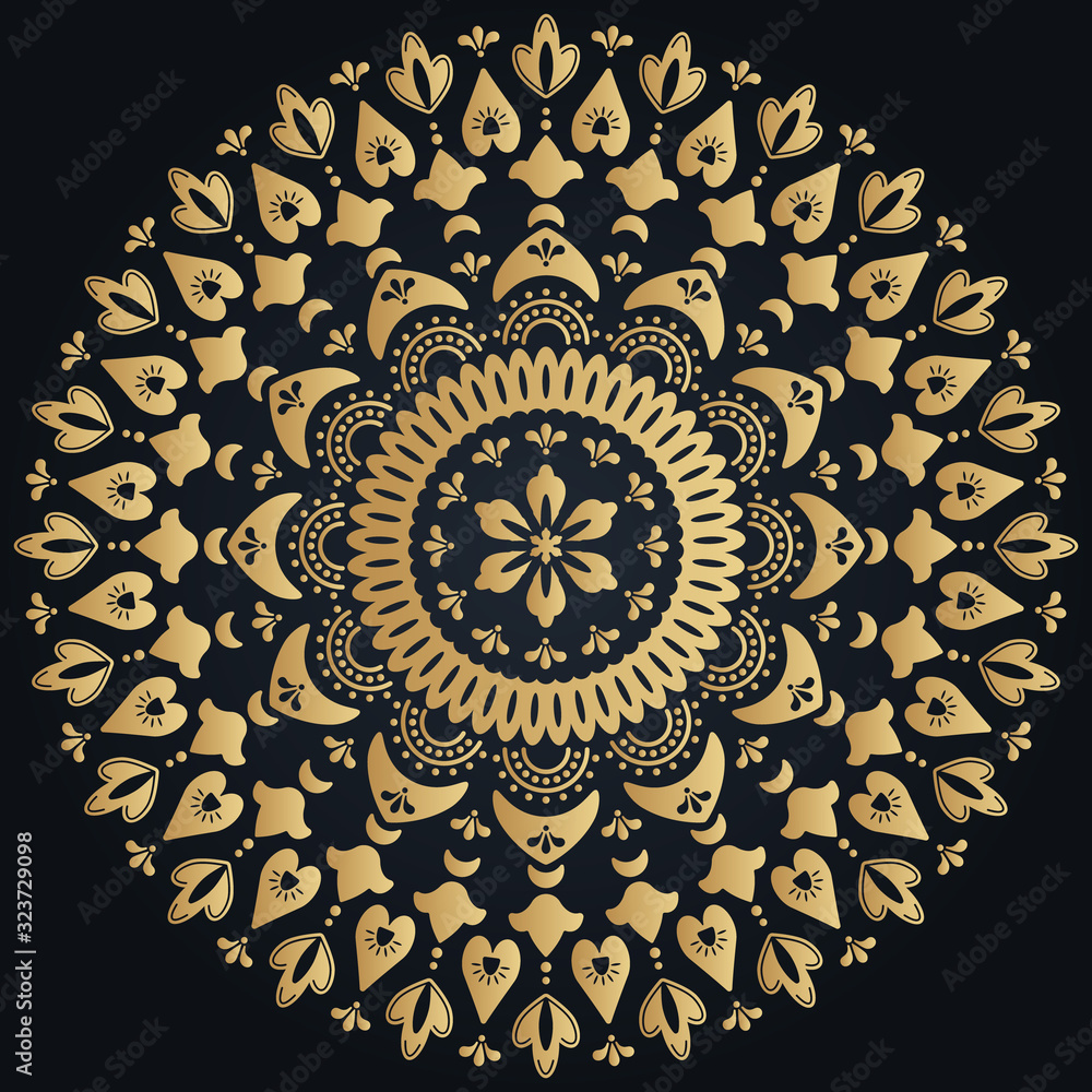 Ethnic golden flower ornamental wreath. Vector boho lifestyle illustration. Ethnic golden flower ornamental wreath. Vector boho lifestyle illustration.