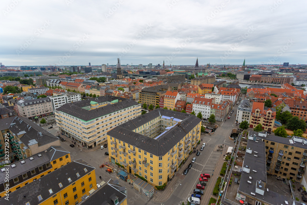 Fototapeta premium Panoramic view from a plane over Copenhagen
