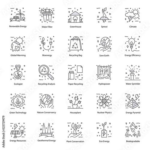  Ecology and Recycling Hand Drawn Icons Pack  