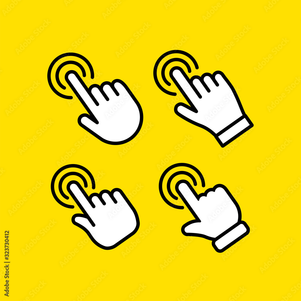 Hand click vector icon. Set of clicking pointers. Hand click vector icon. Set of clicking pointers.