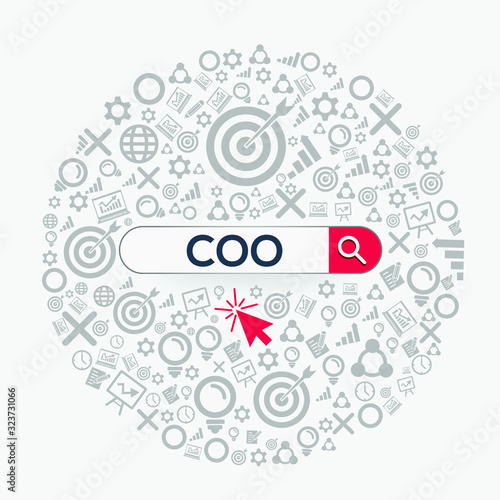 COO mean (chief operating officer) Word written in search bar,Vector illustration.