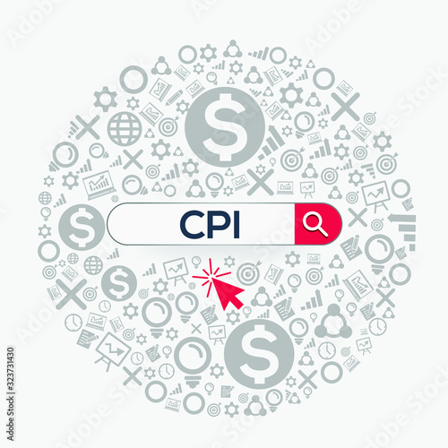 CPI mean (consumer price index) Word written in search bar,Vector illustration.