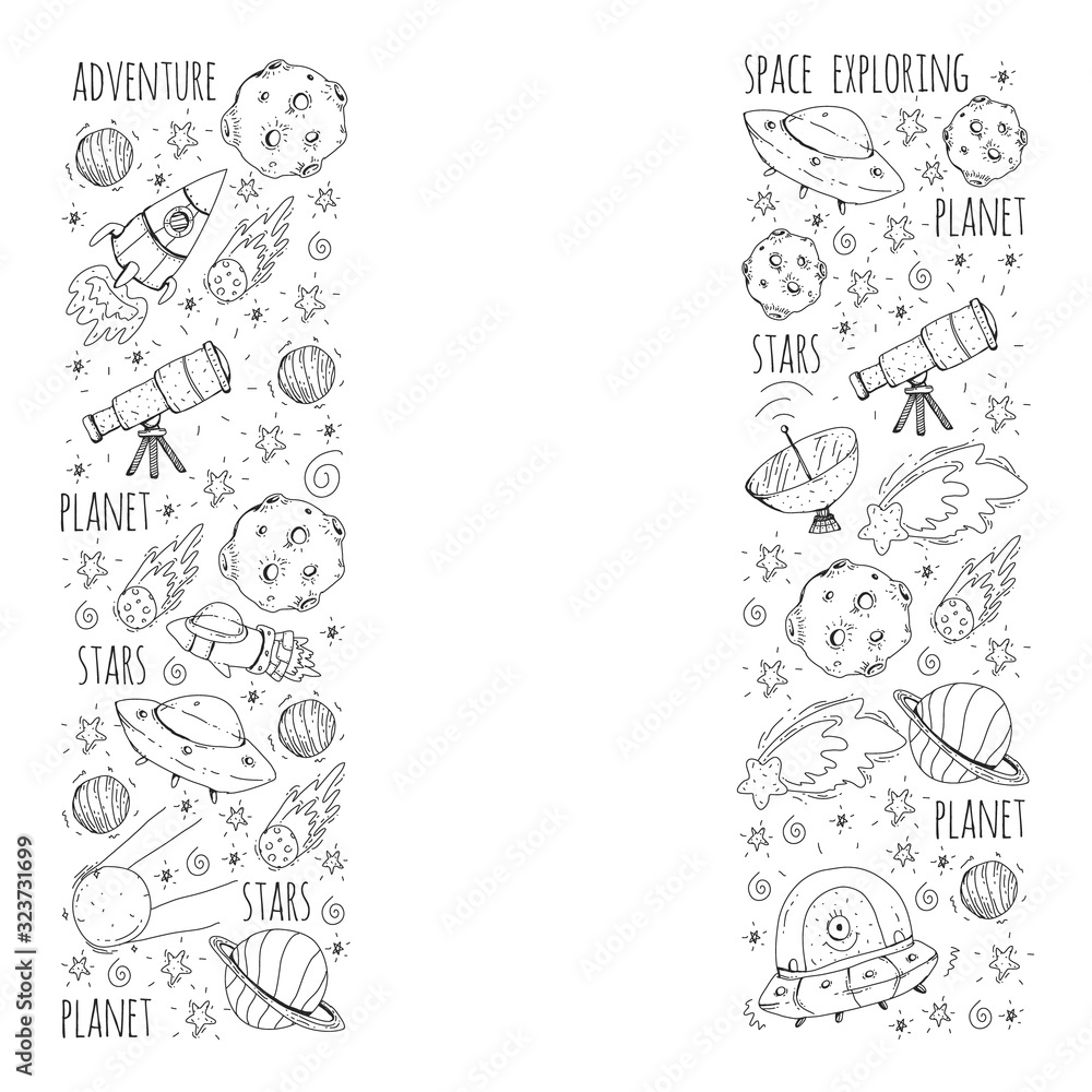 Space vector illustration. Science, technology pattern. Rocket and spaceships. Space vector illustration. Science, technology pattern. Rocket and spaceships.