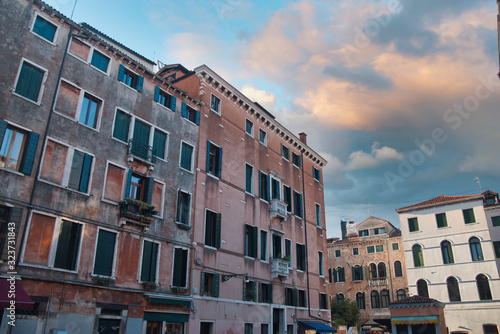 Vintage pink houses in Venice
