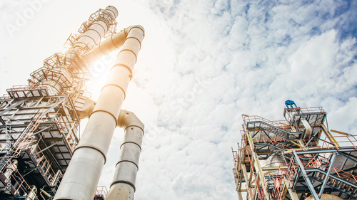 Industrial zone,The equipment of oil refining,Close-up of industrial pipelines of an oil-refinery plant,Detail of oil pipeline with valves in large oil refinery.