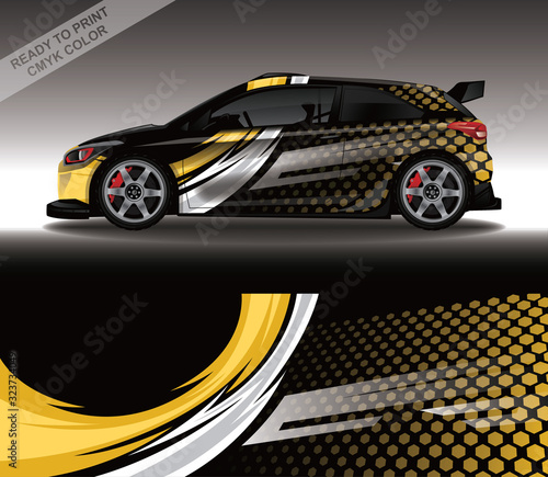 Car wrap decal design vector, custom livery race rally car vehicle sticker and tinting.