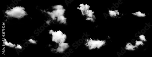 White clouds set with black background