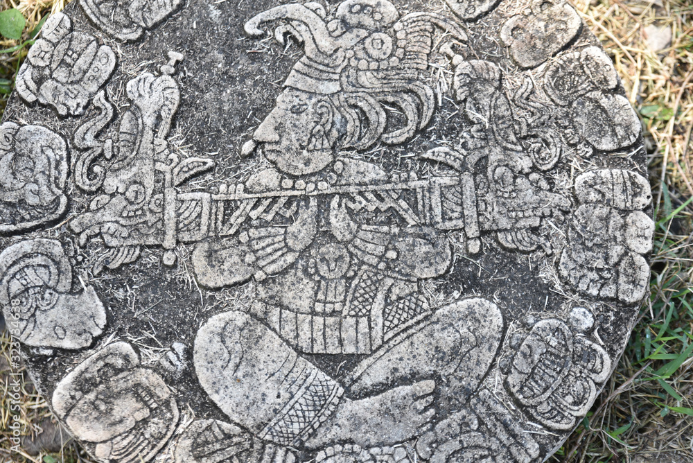 Obraz premium Bas-relief maya à Tonina, Mexique