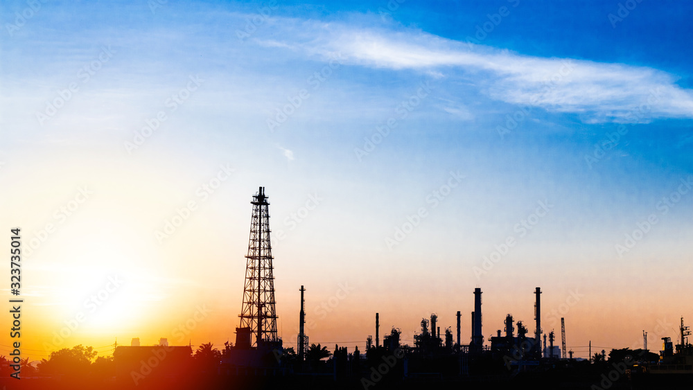 Oil refinery or petrochemical industry with ship in thailand. for Logistic Import Export background. Oil refinery or petrochemical industry with ship in thailand. for Logistic Import Export background.