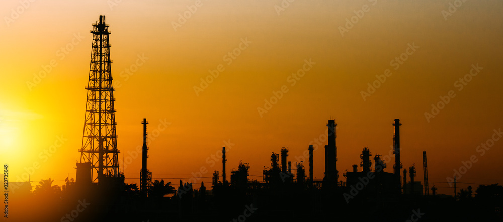 Oil refinery or petrochemical industry with ship in thailand. for Logistic Import Export background.